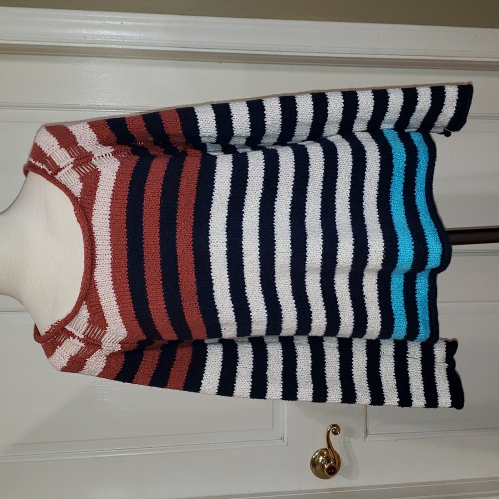 Anthropologie Moth Multicolored Stripe Chunky Knit Sweater, Size Small